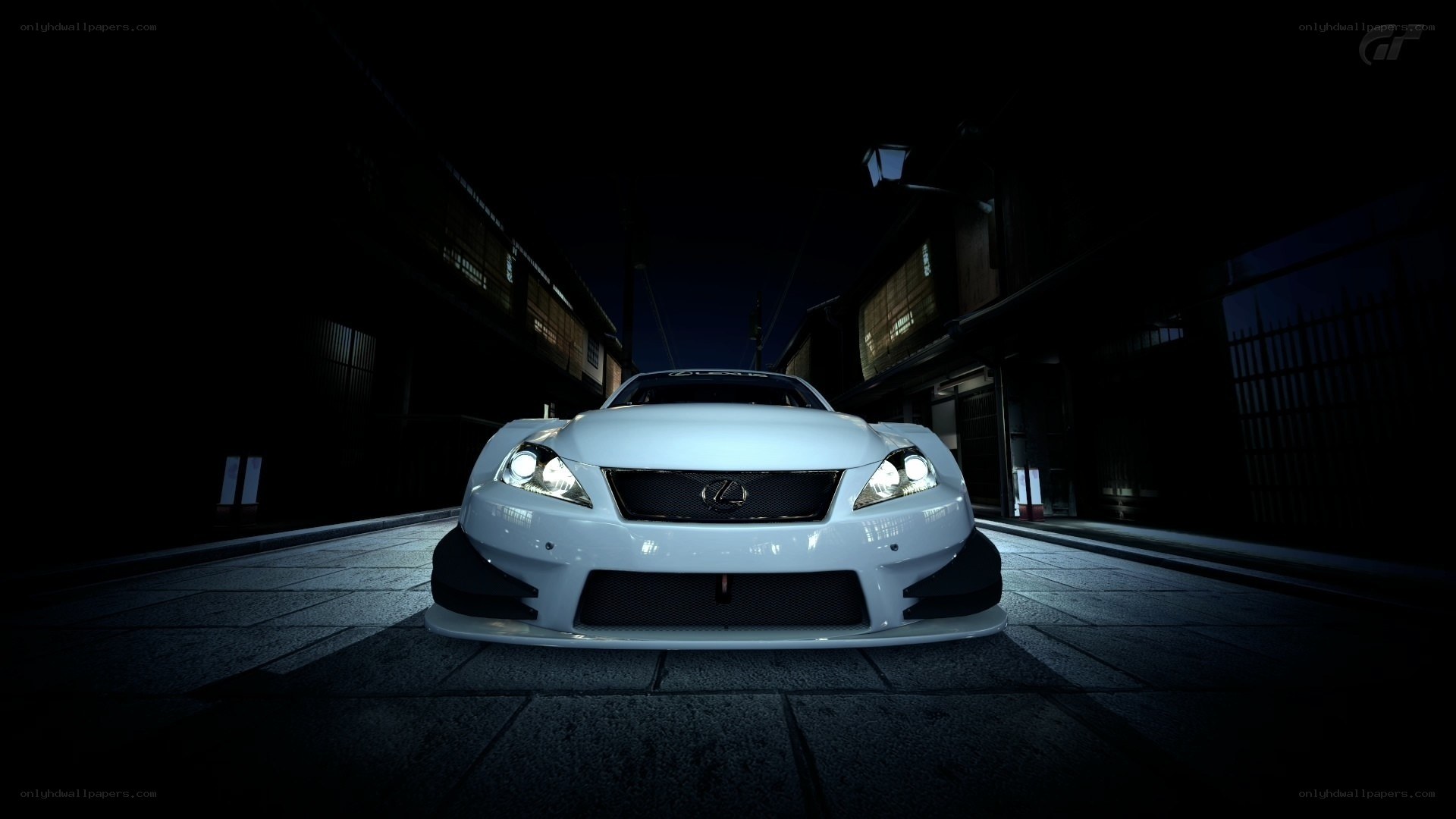 white race car at night