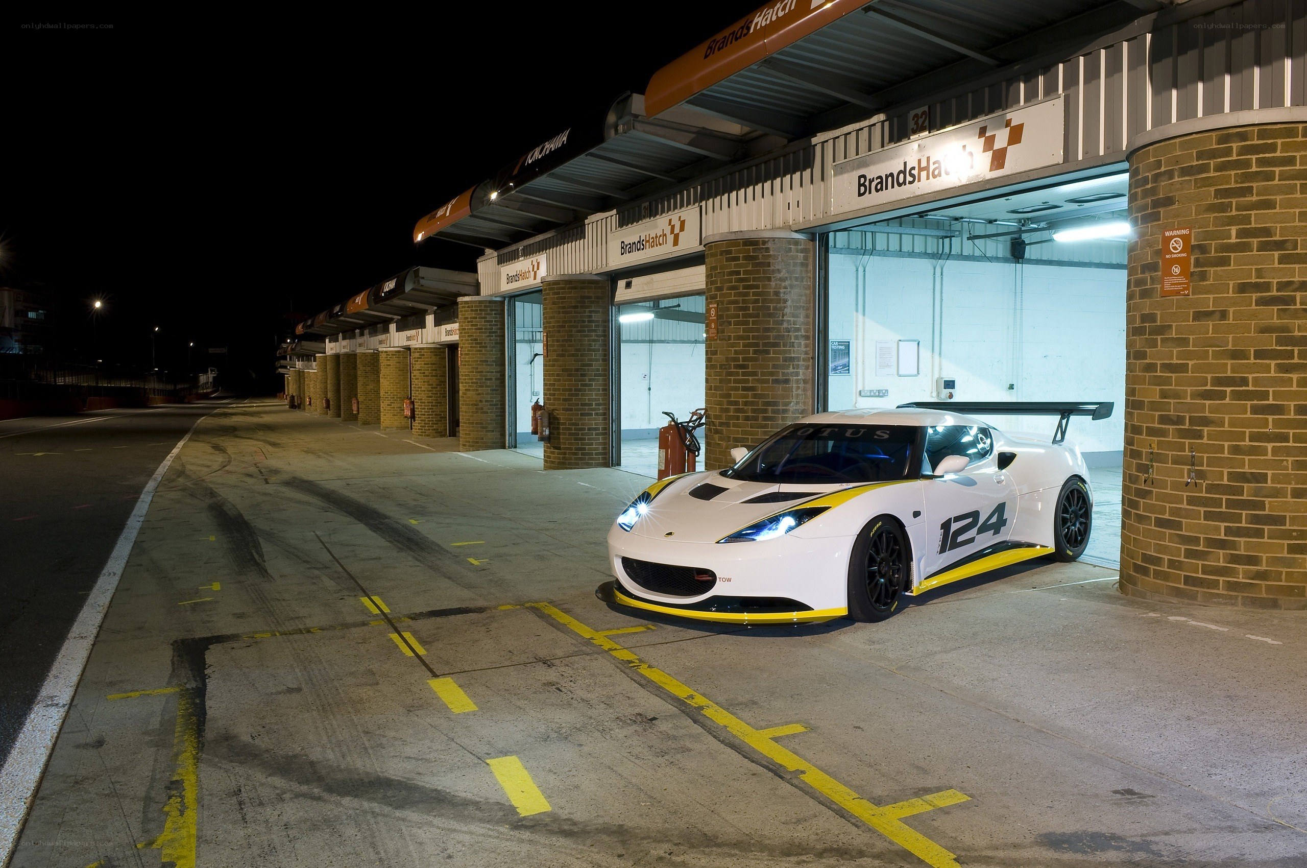 White race car at night