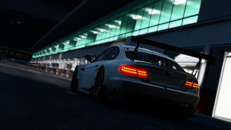 white race car at night
