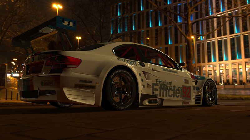 White Race Car at Night — Dark