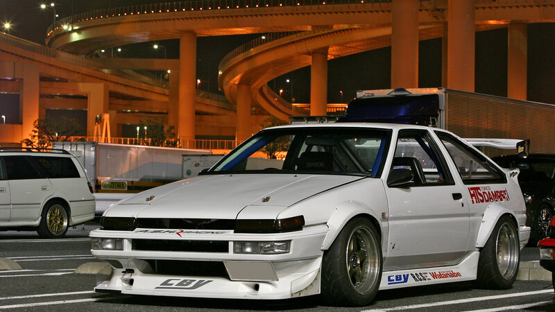 white race car at night
