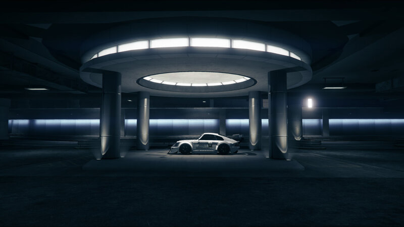 White Race Car — Black, Dark, Dramatic