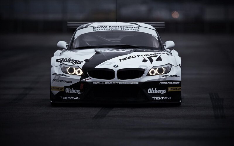 White Race Car — Black, Dramatic, Night