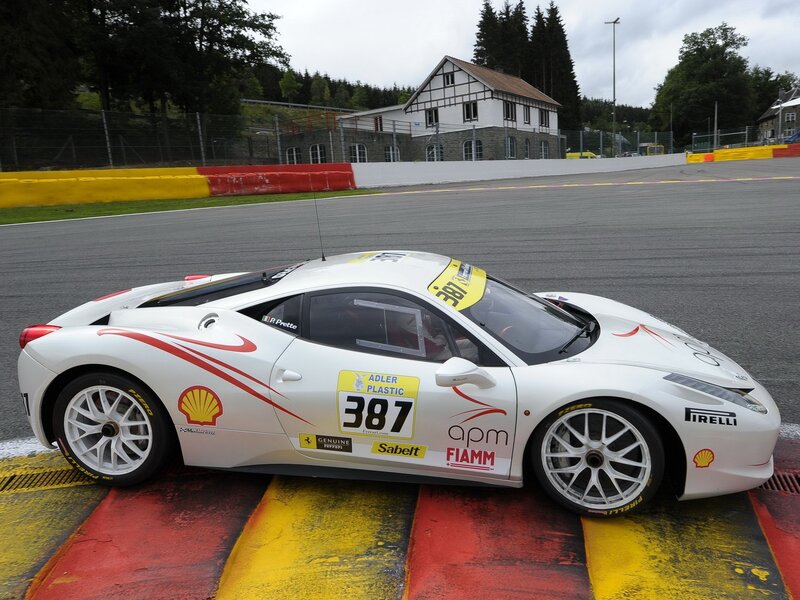 White Race Car — Calm, Afternoon, Photograph, Race Track, Building