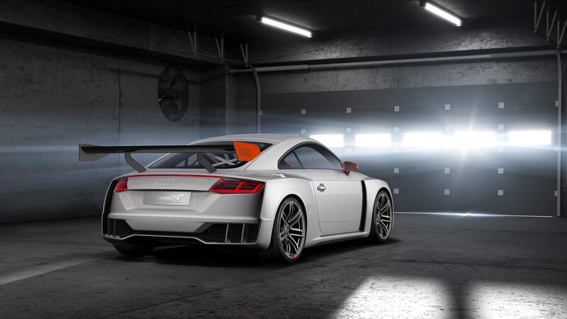 White Race Car — Dramatic, 3d Render, Garage