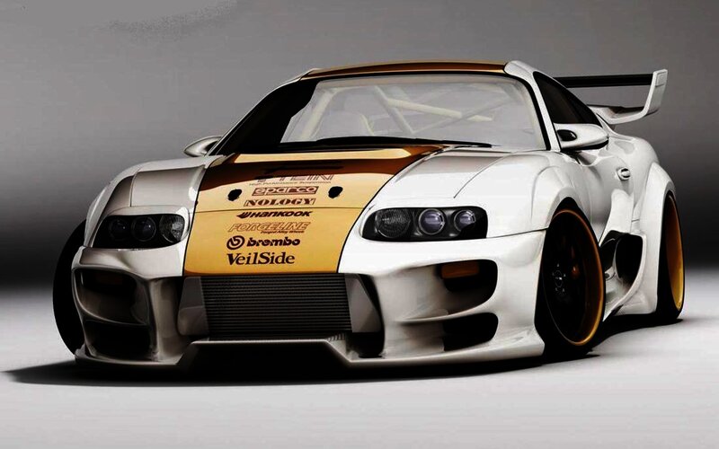 White Race Car — Dramatic, 3d Render, Racing Stripes