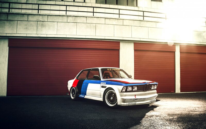 White Race Car — Dramatic, Afternoon, Photograph, Garage Doors