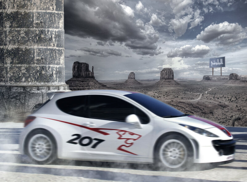 White Race Car — Dramatic, Afternoon
