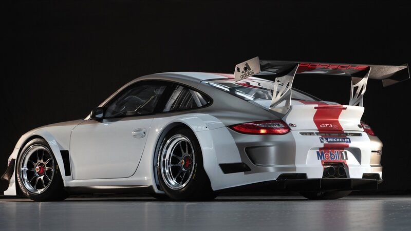 White Race Car — Dramatic, Photograph, Adidas, Michelin