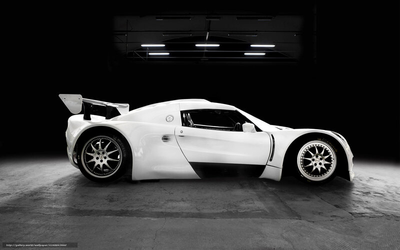 White Race Car — Dramatic, Photograph, Wings, Tires, Lights