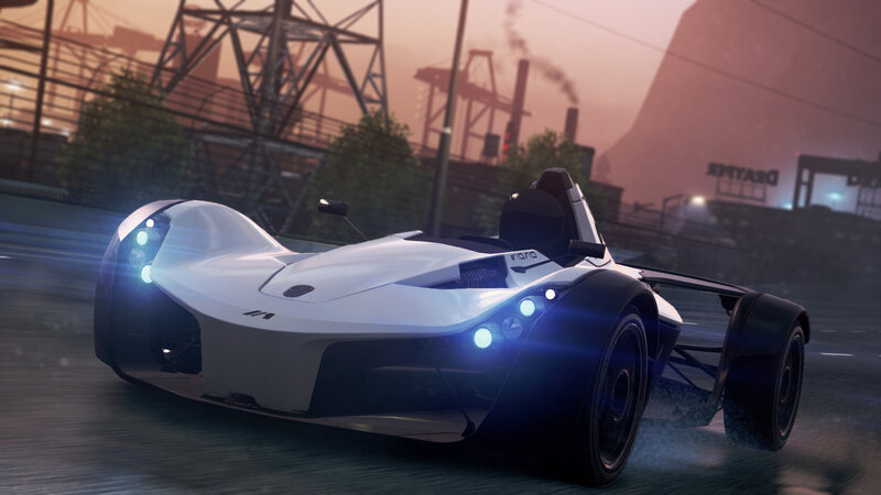 White Race Car — Dramatic, Sunset, 3d Render