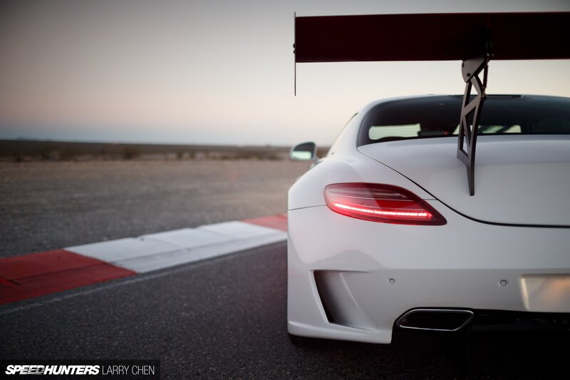 White Race Car — Dramatic, Sunset, Photograph, Race Track