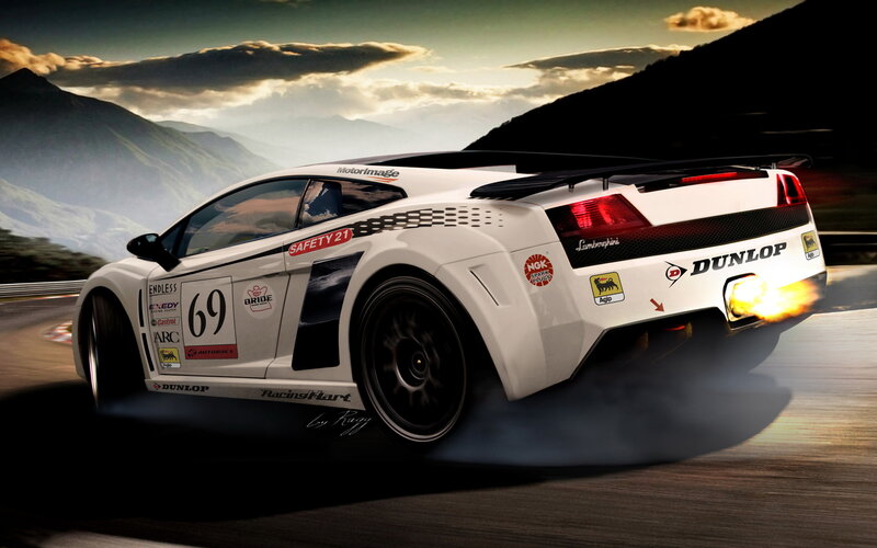 White Race Car — Dramatic, Sunset