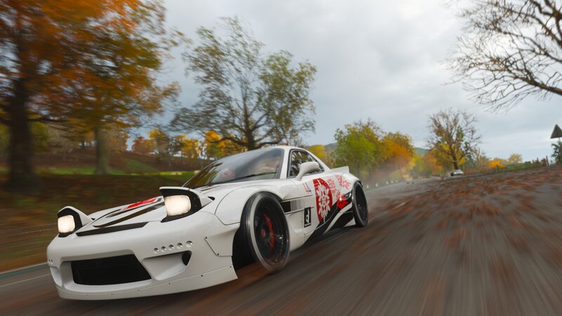 White Race Car — Dynamic, Autumn, 3d Render