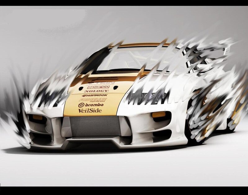 White Race Car — Dynamic, Digital Art