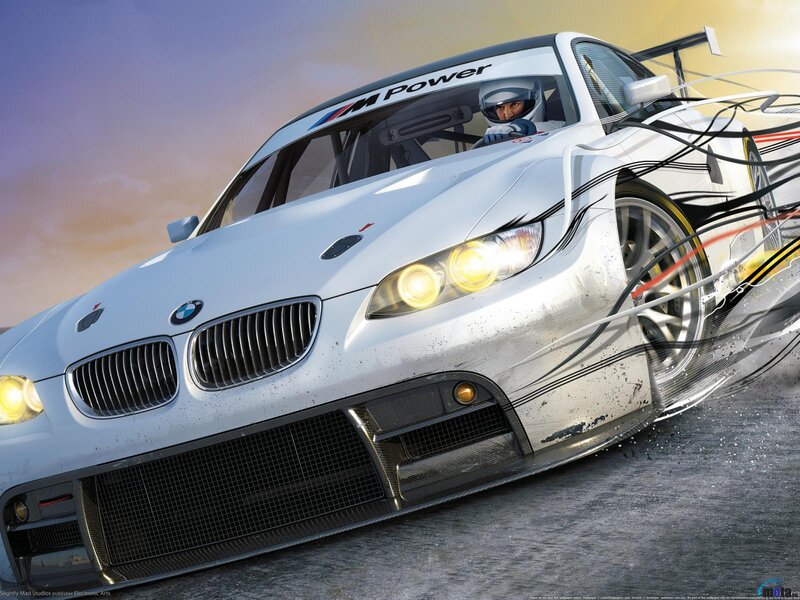 White Race Car — Dynamic, Sunset, Digital Art, Driver