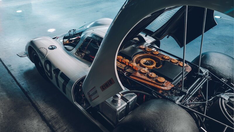 White Race Car Engine — Silver