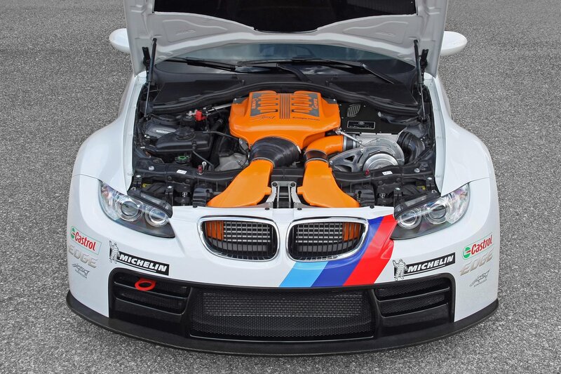White Race Car Engine