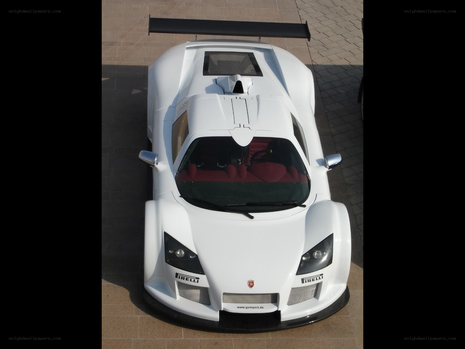 white race car from above