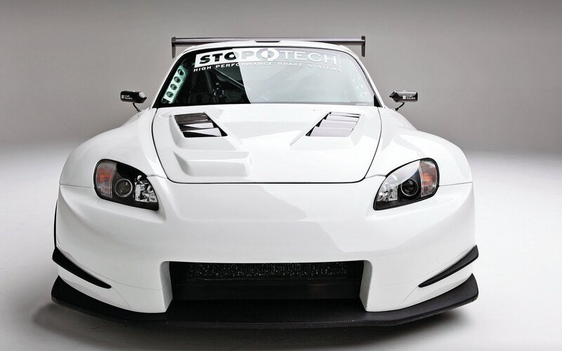 white race car front view