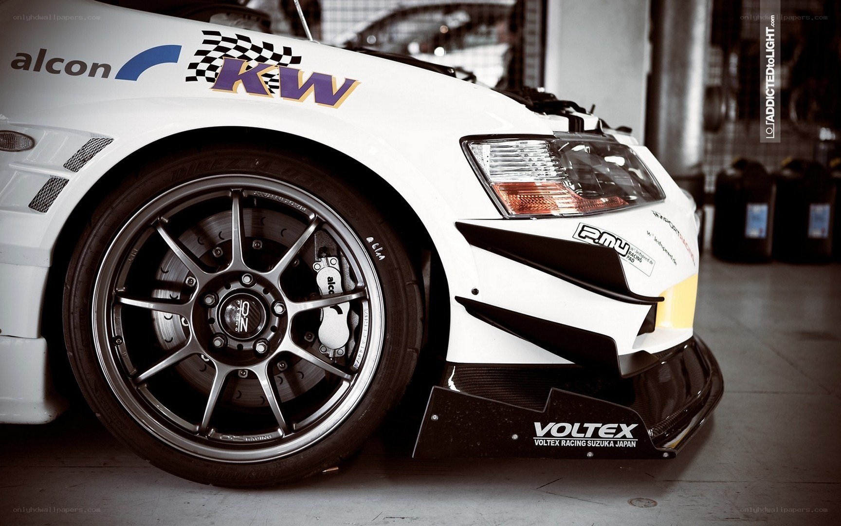 white race car front view