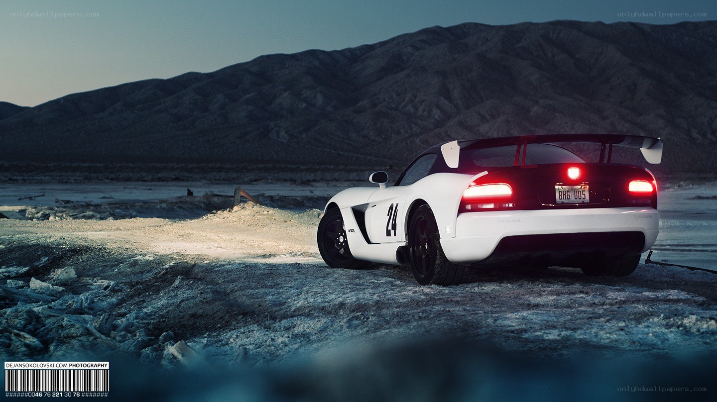 White race car in desert