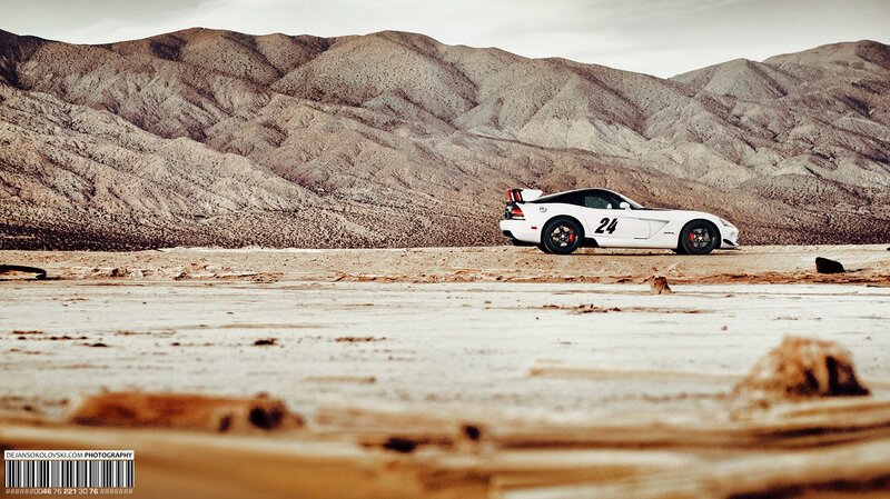 White Race Car in Desert — Brown, Dramatic
