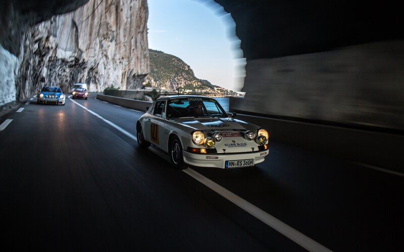 White Race Car in Tunnel — Black