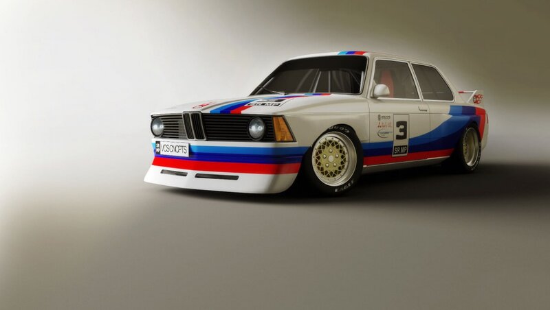 White Race Car — Neutral, 3d Render, Racing Stripes