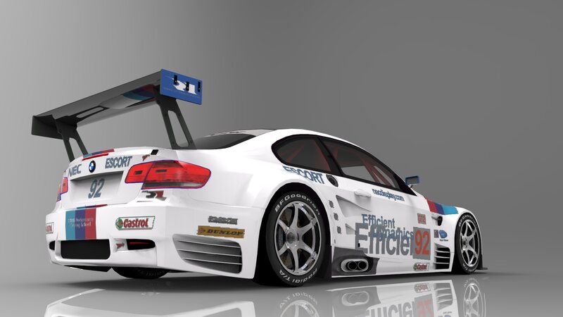 White Race Car — Neutral, 3d Render, Rear Wing