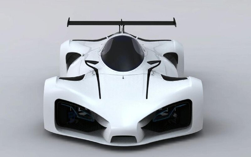 White Race Car — Neutral, 3d Render, Windshield