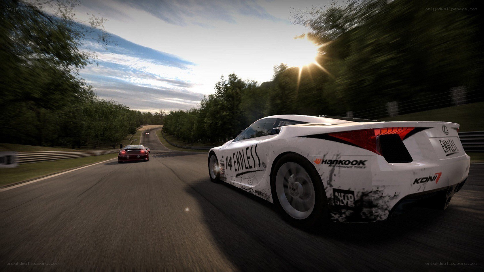 White race car on a track