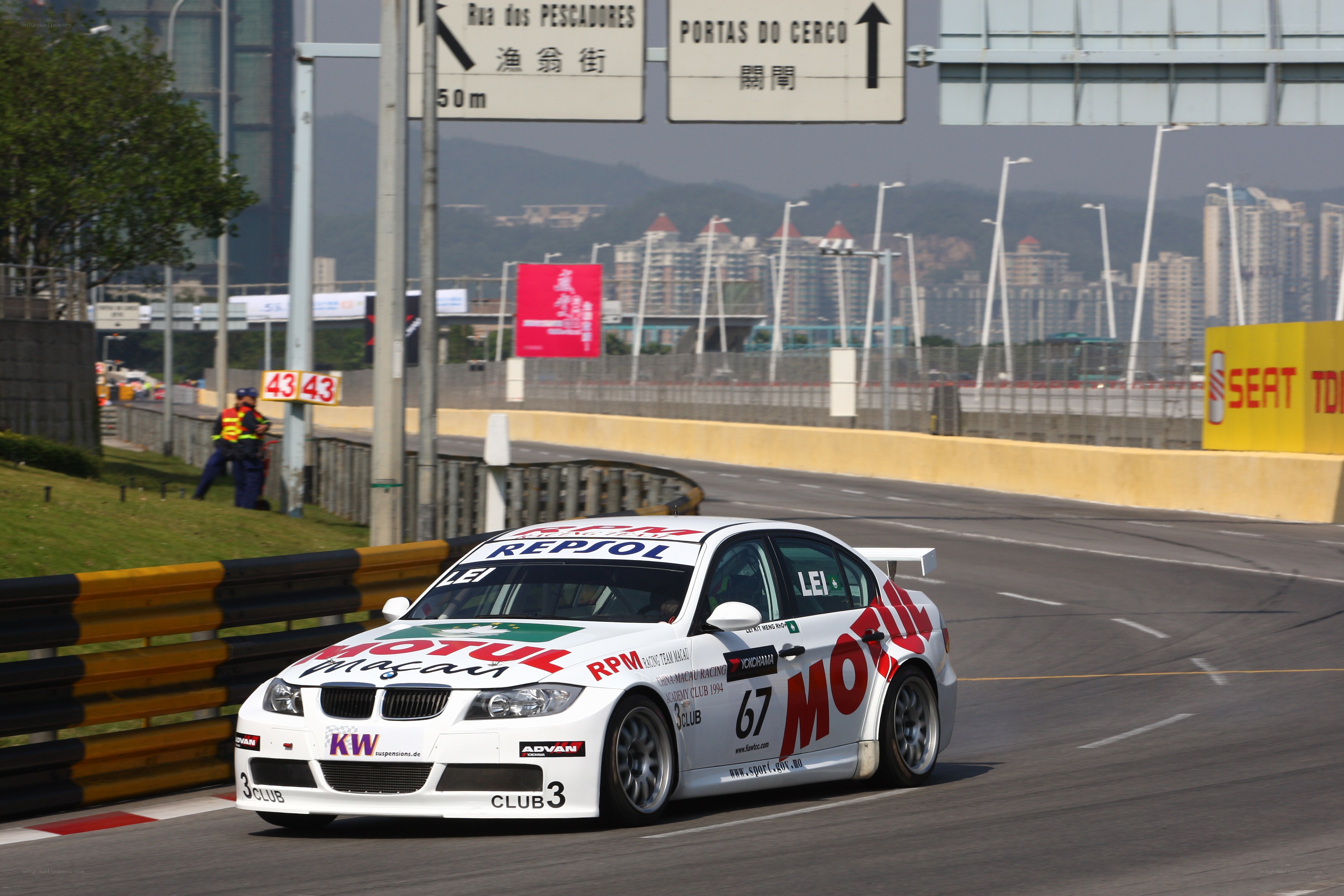 White race car on a track