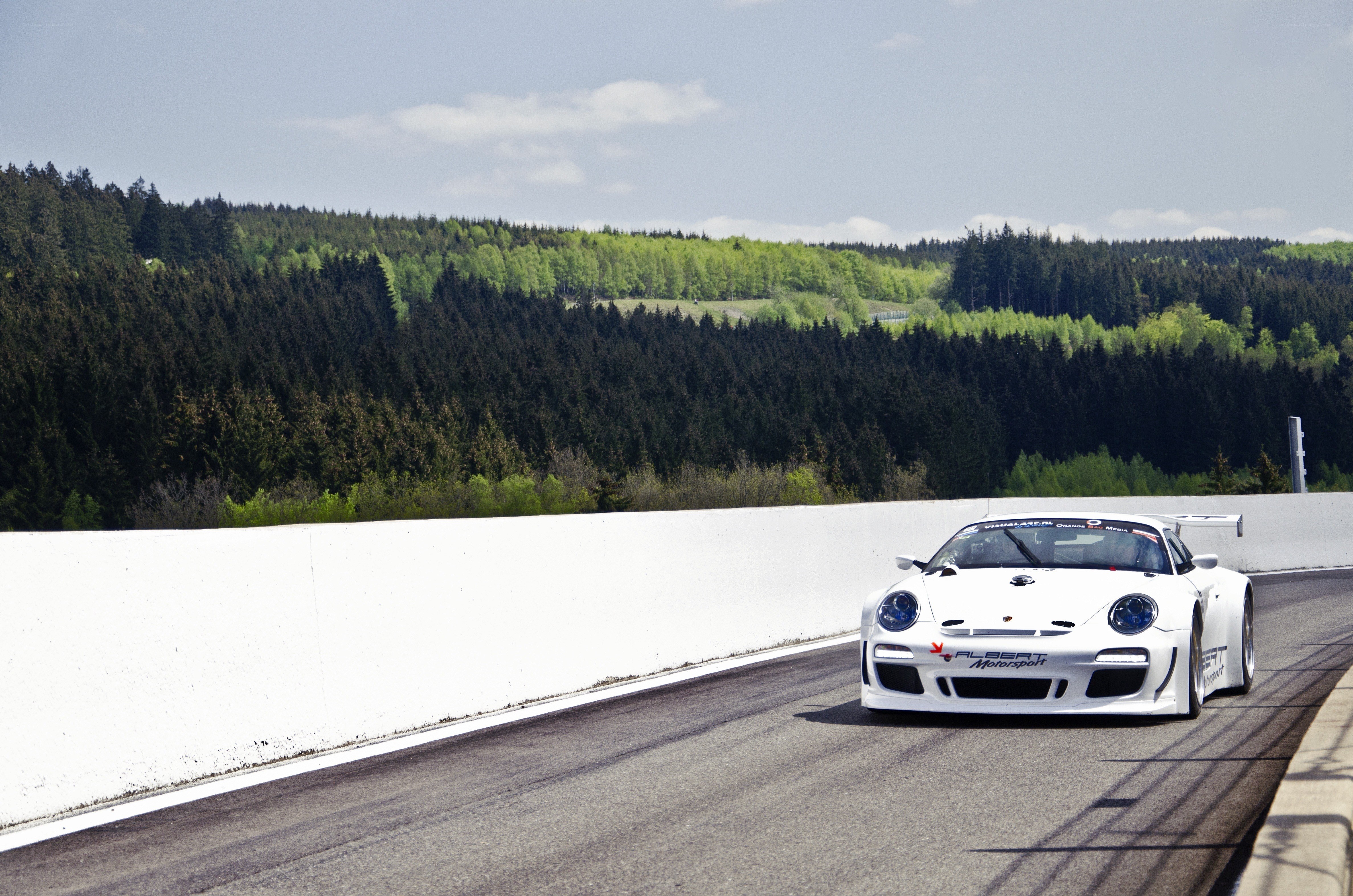 White race car on a track