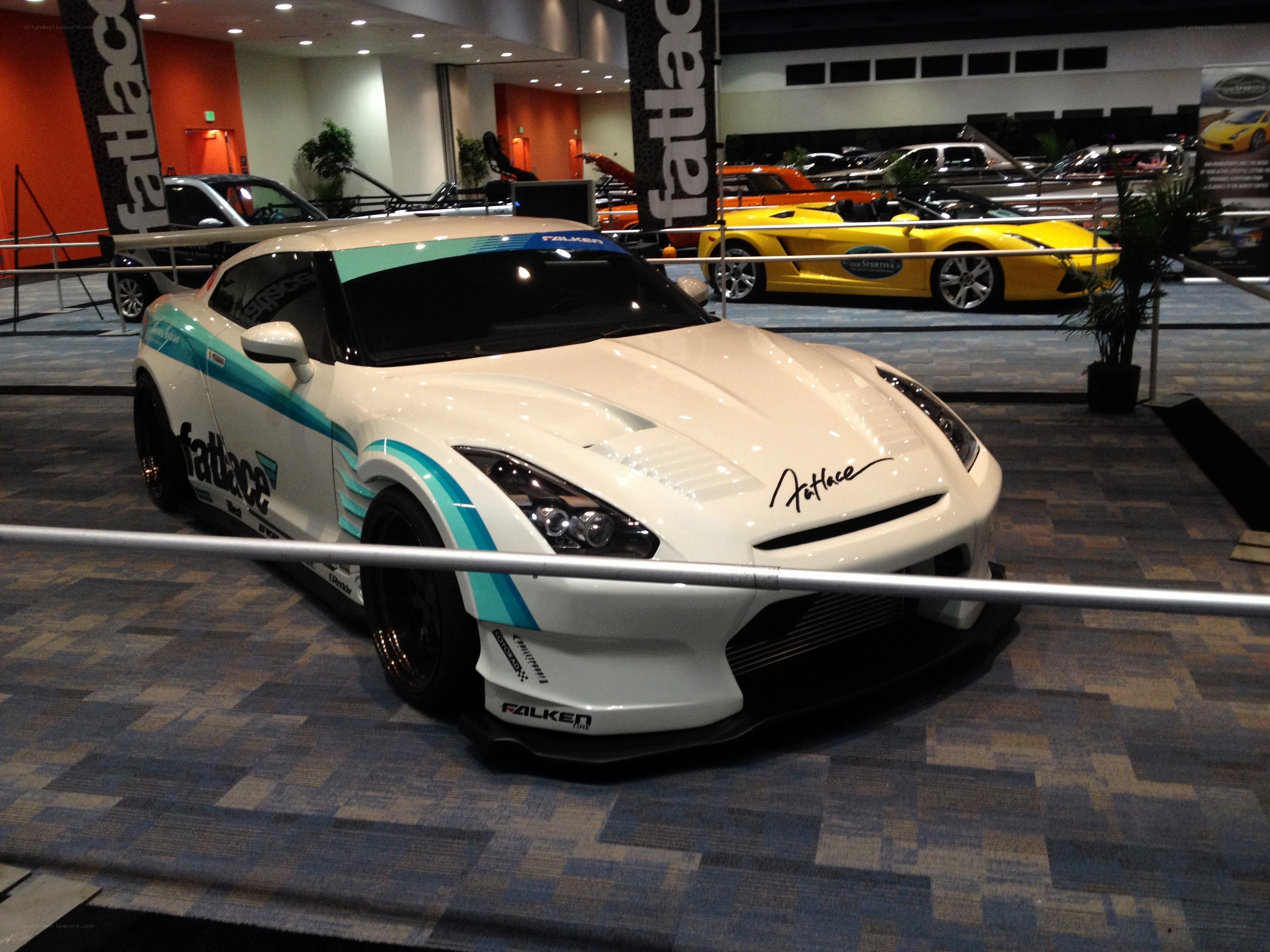white race car on display
