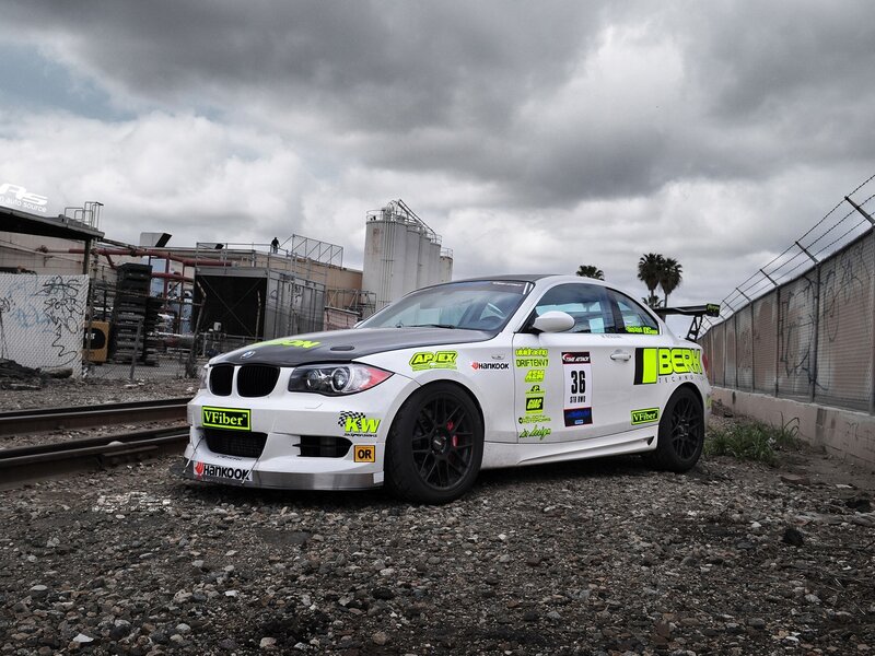 white race car on gravel