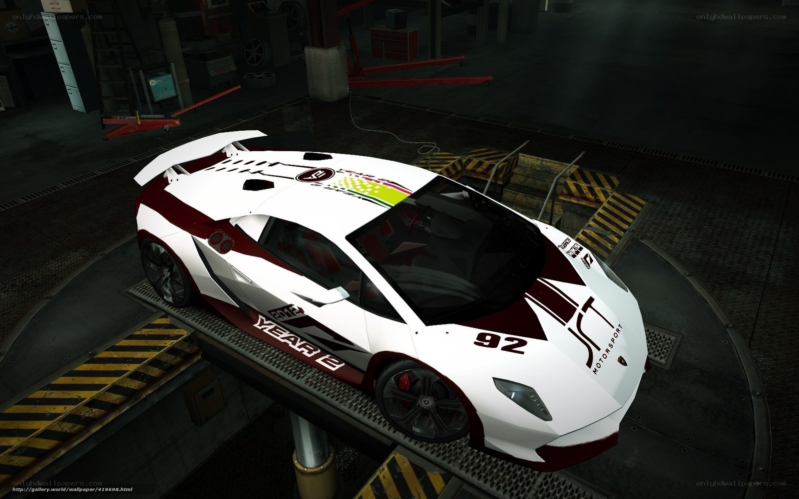 white race car on lift