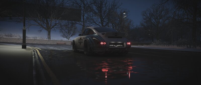 White Race Car on Road — Black