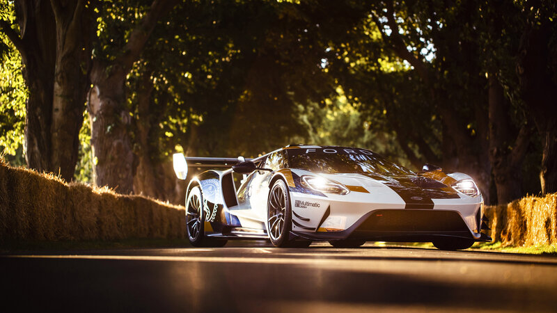 White Race Car on Road — Dramatic, Afternoon
