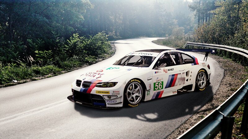 White Race Car on Road — Dramatic, Morning, Photograph, Forest
