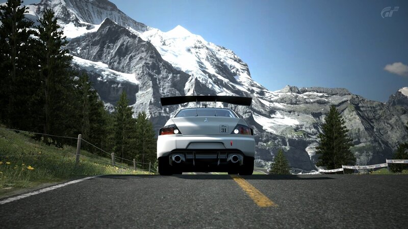 White Race Car on Road — Gray, Serene