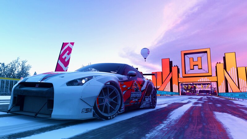 White Race Car on Snow