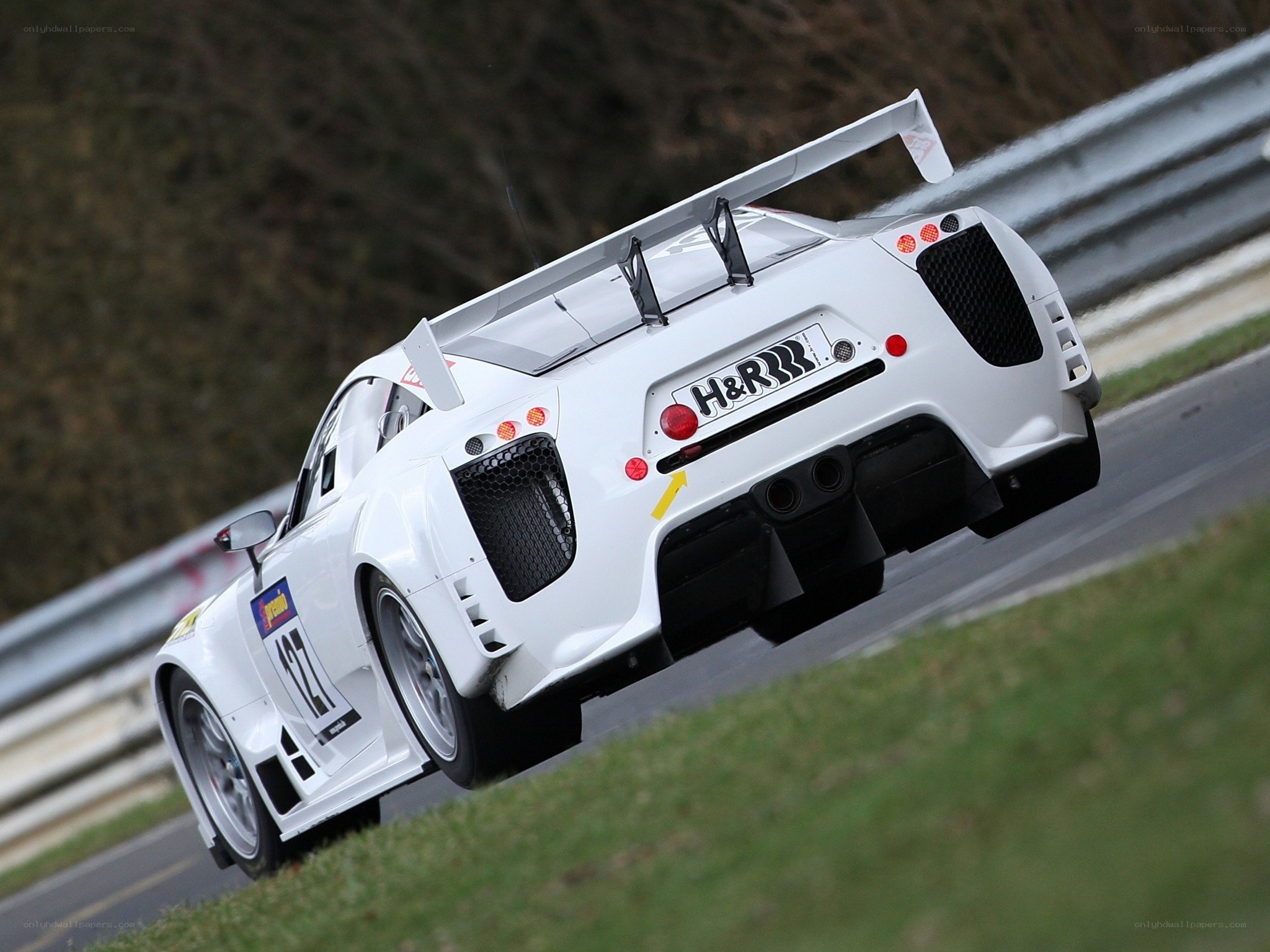 white race car on track