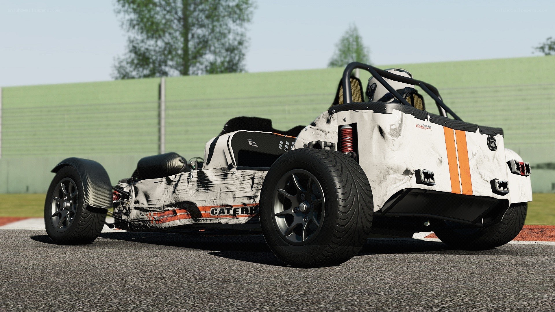 white race car on track