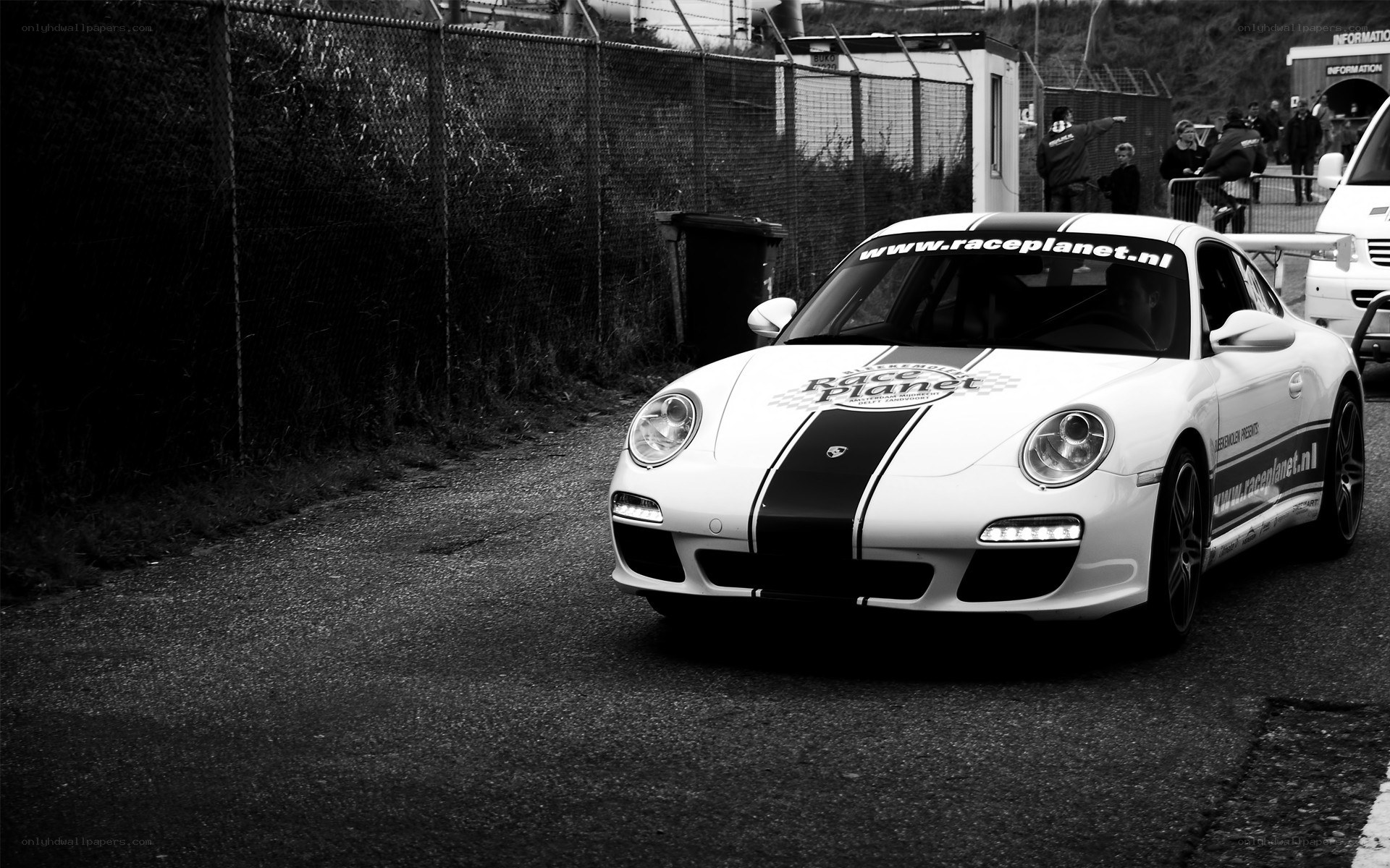 white race car on track
