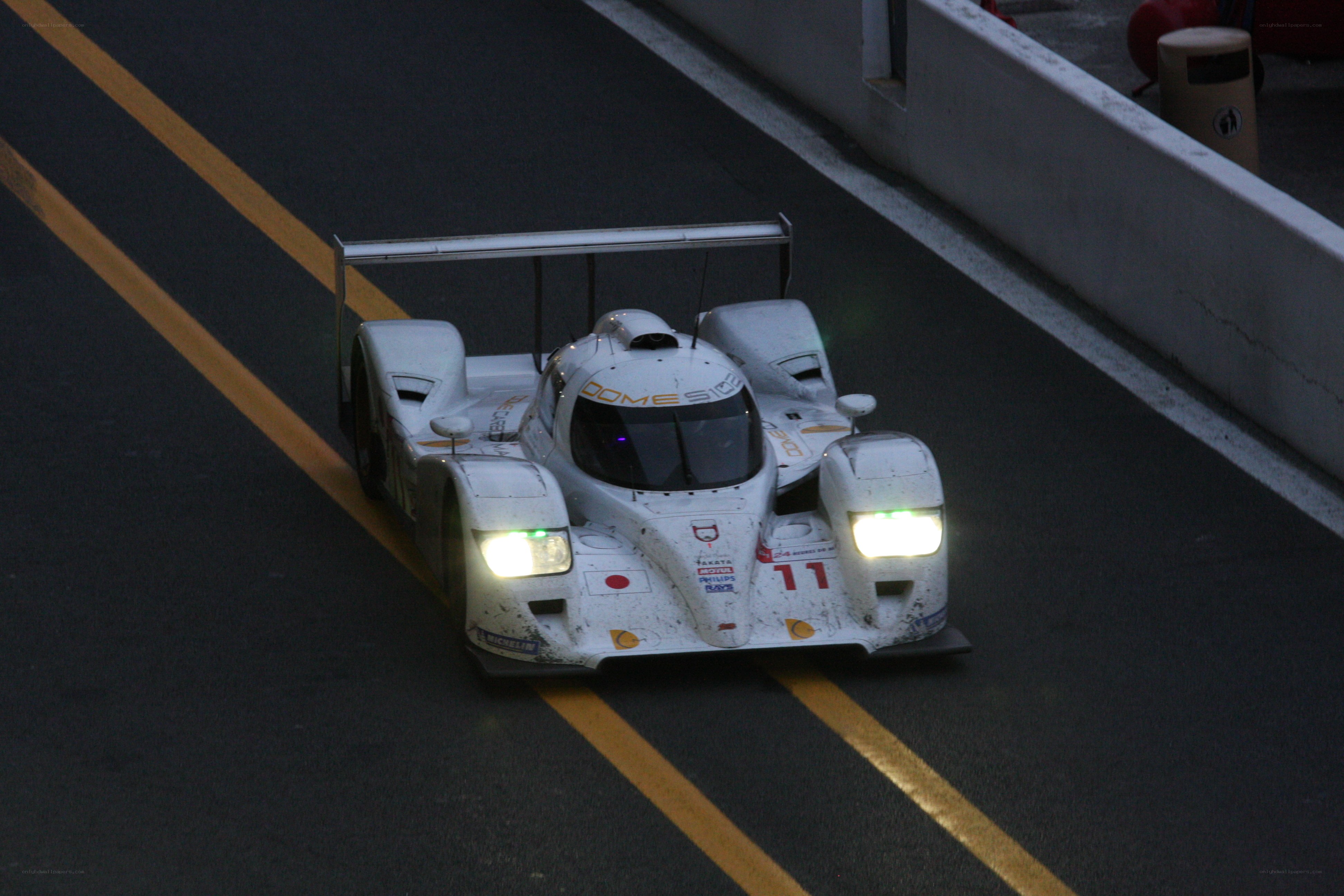 White race car on track
