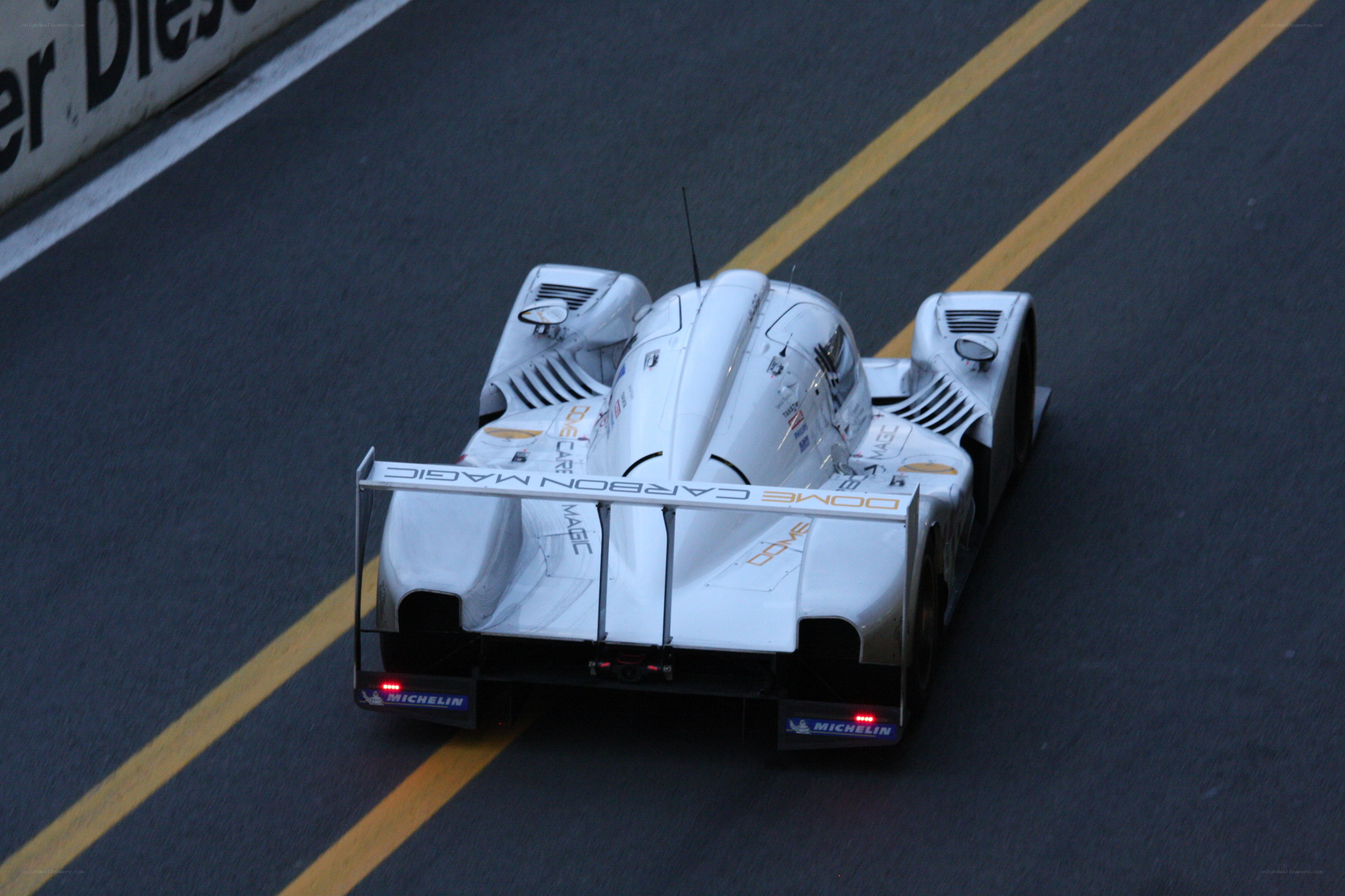 white race car on track