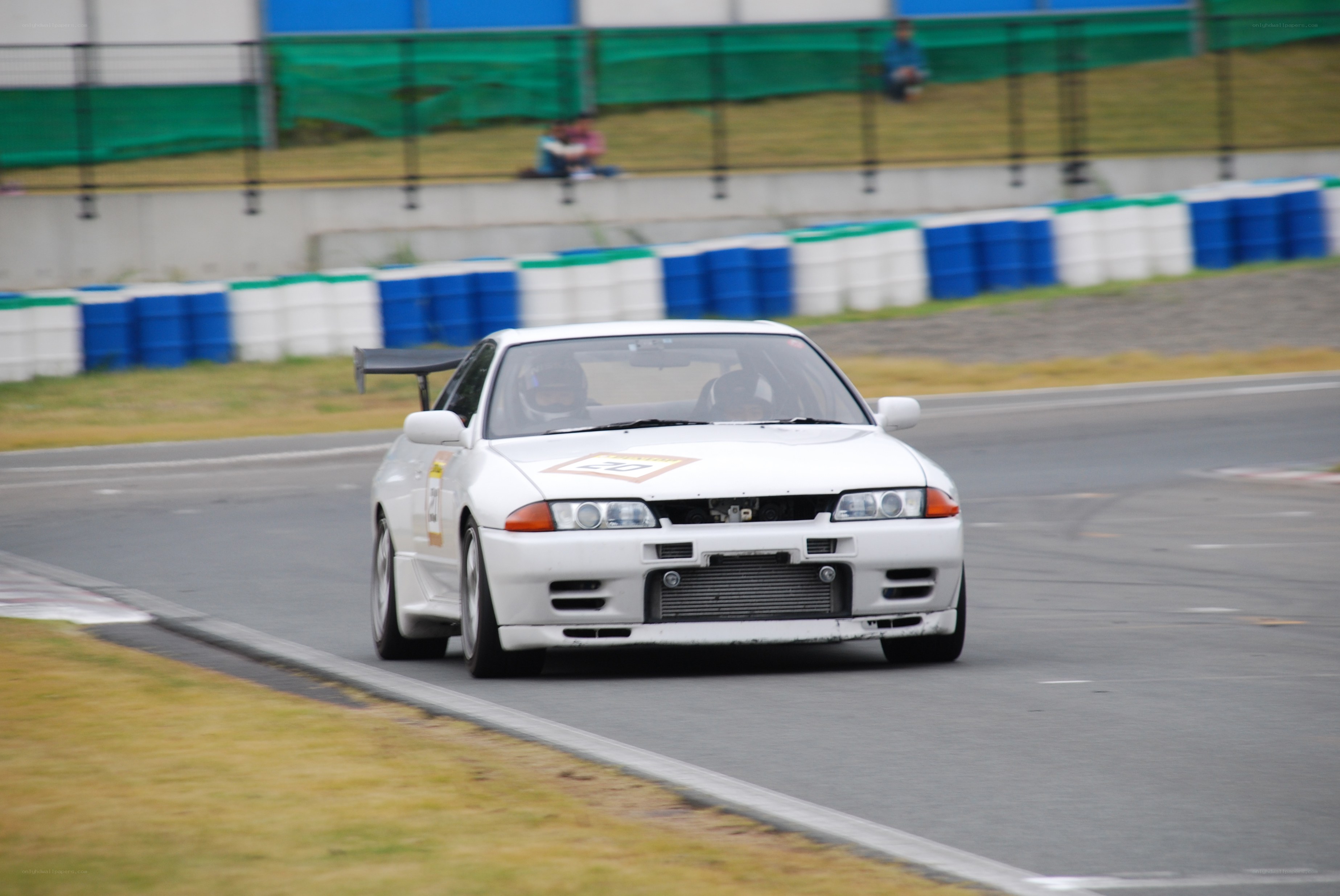 white race car on track