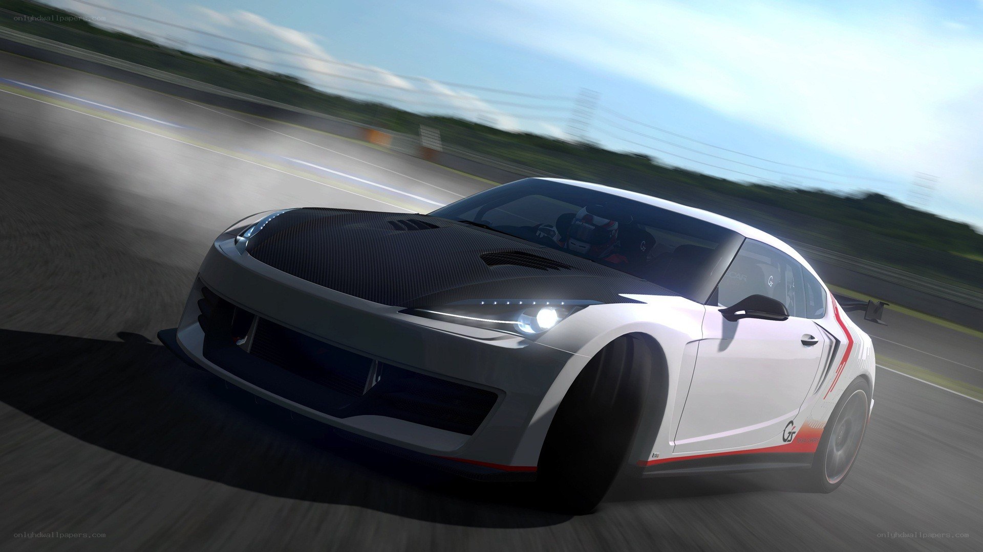 white race car on track