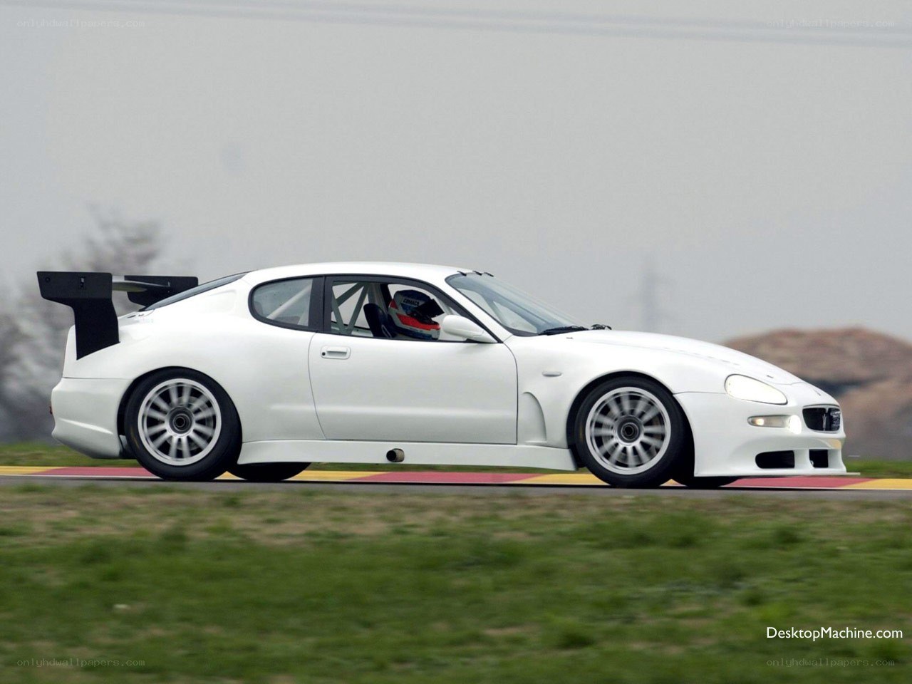 white race car on track